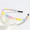 Cerchietto sottile con perline a cuore macaron colorate e punte nere antiscivolo - Stile Perlato Piccolo Cuore Color Gelatina