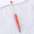 DIY beaded ballpoint pen in bright orange finish with creative retractable metal tip - Orange