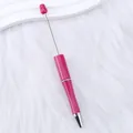 DIY rose red beaded ballpoint pen with metallic accents and retractable rod design - Deep Rose Red