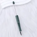 DIY beadable ballpoint pen in forest green featuring a sleek metal rod and silver nib - Christmas Green