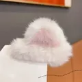 Pinza para el pelo de conejo de peluche blanco con puntas rosas para peinados de invierno - Estilo Orejas de Felpa