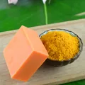 Turmeric handmade essential oil soap bar with natural turmeric powder on wood base - Turmeric (Plain Soap)
