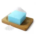 Blue sea salt handmade soap bar on wooden soap dish with sea salt crystals - Sea Salt (Plain Soap)