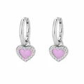 Detail of 925 sterling silver stamp on heart earrings with pink enamel and zircons - Silver
