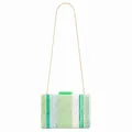 Borsa da sera in acrilico a righe verdi e bianche con catena dorata per matrimoni - verde chiaro