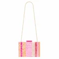 Elegante borsa clutch in acrilico con strisce rosa arancio e catena dorata - Rosa