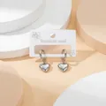 Polished silver heart pendant earrings made of stainless steel on display card - Heart Pendant / Steel