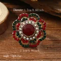 Boheemse retro bloemenring met rode edelsteen en kleurrijke strassteentjes op hout - Ring / Antiek Goud Rood en Groen