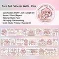Rosa Prinzessin Walzer Anime Washi Tape mit Goldfolie und 4,5cm breitem Blumenmuster - Little Taro Ball Princess [rosa Einzelrolle]