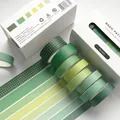 Forest green Japanese paper washi tape set with minimalist grid patterns and solid colors - Forest Green Style