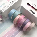 Rainbow washi tape set with gold foil floral patterns in blue, green, and pink colors - Rainbow Tones