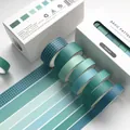 Blue ocean theme Japanese washi tape set with grid patterns and gradient solids - Ocean (boxed Pack Of 8 Rolls)