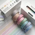 Muted tones Japanese paper washi tape set featuring 6 rolls of grid and solid patterns - Champagne (boxed In 8 Rolls)