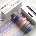 Purple and pink washi tape set with grid patterns in minimalist branded paper packaging - Dreamy Violet