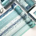 Blue theme Washi tape set with mountain and grid patterns in a gift box - Blue Trajectory