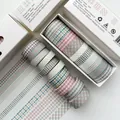 Plaid Washi tape set with 10 decorative rolls in purple and blue tones for scrapbooking - Multi-color Plaid