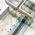 Pastel gold foil washi tape set with marble and geometric patterns for journaling - Bronzing Geometric Style
