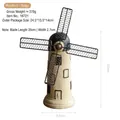 Retro beige windmill ornament with metal blades for rustic home shelf decor - White Windmill