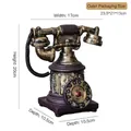 Bronze and red vintage dial telephone resin ornament with detailed dimensions and weight - Gold-Copper Rotary Telephone (15003B)
