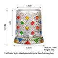 Rotating crystal whiskey glass with colorful hand-painted patterns and 270ml capacity - Multicolor Ice Flower Pattern (Glass Base)