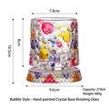 270ml Rotating whiskey glass with colorful hand-painted patterns and wood base - Bubble Hand-painted Glass Base Rotating