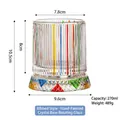 Rotating 270ml whiskey glass with hand-painted colored stripes and faceted crystal base - Vertical Striped Hand-painted Glass Base Rotating Cup