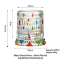 Hand-painted teardrop crystal glass with rotating wooden base and colorful accents - Multicolor Water Drop Pattern (Glass Base)