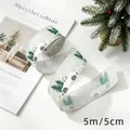 Cinta navideña de 5cm x 5m con árboles verdes y diseño de camión vintage decorativa - Estilo Camión Vintage y Árbol de Navidad / 5cm de Ancho x 5m de Largo / Blanco