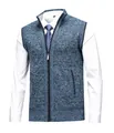 Men's heather blue knit vest with stand collar and zipper closure in a premium slim fit - M / Blue Grey