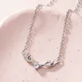 Collana con corna di alce in argento e ciondolo in zircone su vassoio rosa - Placcato Argento 30% / Argento