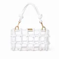 Sac à main chic en acrylique avec grille blanche et détails métalliques dorés - Blanc