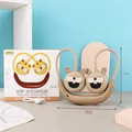 Mini ventilatore USB da collo design orso con cavo di ricarica e confezione - Marrone