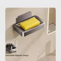 Porte-savon mural en métal brossé gris avec support magnétique amovible pratique - Aluminium Spatial / Porte-savon magnétique détachable / Gris