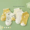 Lot de 5 paires de chaussettes en maille pour filles avec motifs fleurs et lapins - 9-14 Ans (Pointure 30-36) / Série de Fleurs d'Été