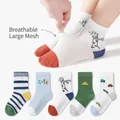 Summer girls mesh knee high socks with flowers in pink and pastel blue five pack - 9-14 Years (Size 30-36) / Giraffe