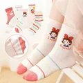 5-pack girls mesh knee high socks in beige with colorful cartoon patterns and stripes - Fits 9-14 Years (Size 30-36) / 5 Pairs / Fairy Girl (Breathable Mesh)