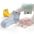 Girls' ultra-thin mesh socks in 10-pair pack with cute bear label and breathable design - 9-14 Years (Shoe Size 30-36) / Cartoon Bear Style (Breathable Mesh)