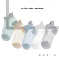 Five pairs of ultra-thin mesh socks for girls in assorted pastel colors for summer wear - 9-14 Years (Shoe Size 30-36) / Simple Korean Style (Breathable Mesh)