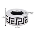S925 sterling silver vintage spacer bead with black Greek meander pattern for DIY - Style 1 - 12mm Diameter (Large Meander)