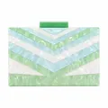 Elegante bolso de mano de acrílico con patrón de zigzag verde menta y blanco marmolado - Verde Claro (Textura de Mica)