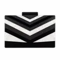 Bolso de mano moderno en acrílico con rayas chevron en blanco y negro y lentejuelas - Negro (Textura de Brillo)