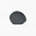 Modern charcoal pebble-shaped semicircular hard case evening clutch with metallic finish - Black