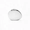 Chic silver metallic oval evening clutch bag with glossy mirror finish and secure clasp - Silver