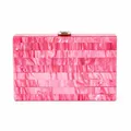 Elegante pochette in acrilico a righe marmorizzate rosa e bianche con chiusura in metallo dorato - Rosa Rosso