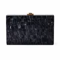Elegante borsa pochette in acrilico marmorizzato con chiusura in metallo dorato - Nero