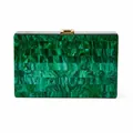 Elegante borsa da sera in acrilico marmo verde con chiusura dorata di lusso da donna - Verde