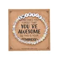 Handmade Swiftie beaded friendship bracelet with white letter beads on display card - 6mm / Fan Merchandise Style (Swiftie) / With Card / Alphabet