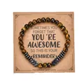 Tiger eye beaded bracelet with black hematite accents on an inspirational gift card - 6mm / With Card / Tiger Eye Stone Bracelet
