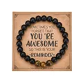 Black matte beaded bracelet with tiger eye stones on inspirational message card - Matte Tiger Eye 3 Style / With Card / Matte Tiger Eye