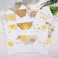 Watercolor thank you card set with sun and rainbow designs and white envelopes - Bohemian Sun (KP27-Thank You Card E)